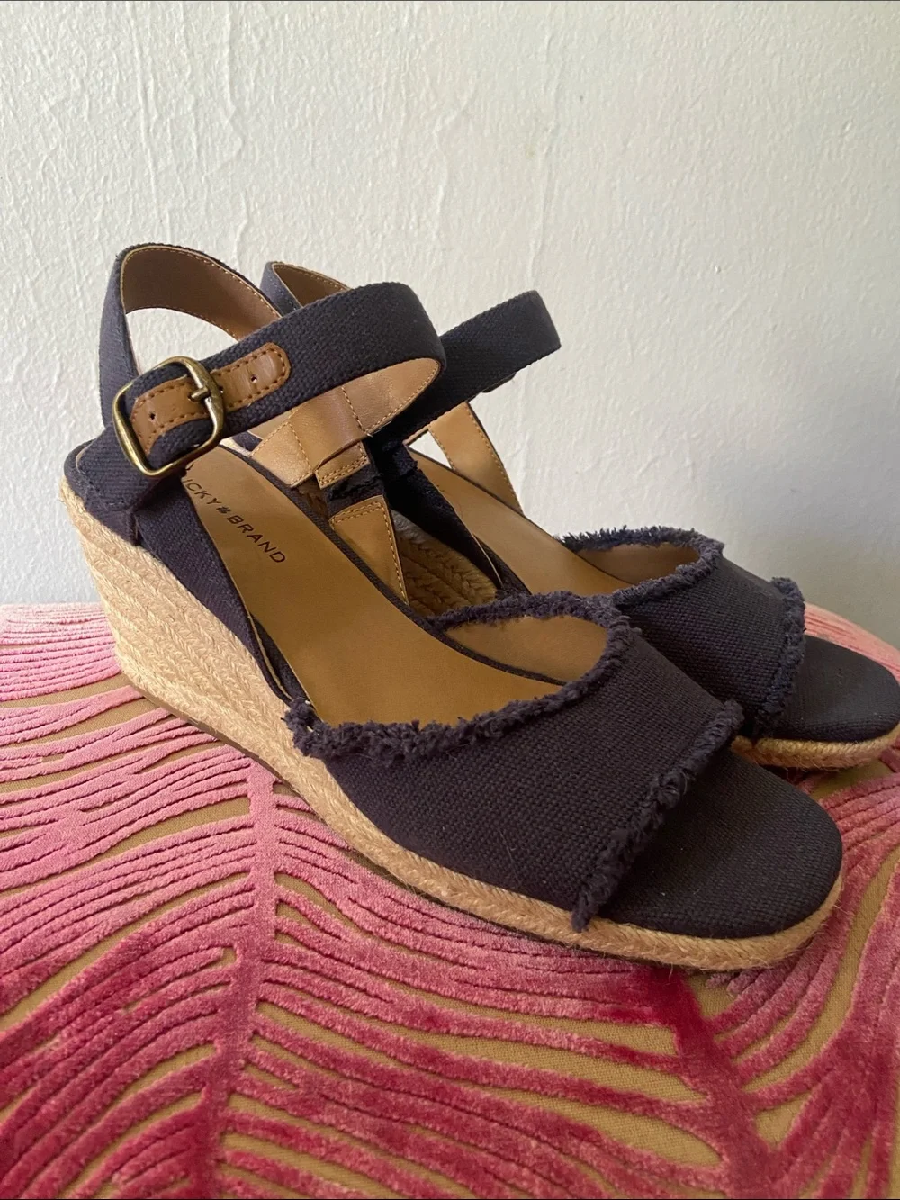 Lucky Brand Mintra espadrille wedges, indigo blue, size 8, EU 39 NWOT